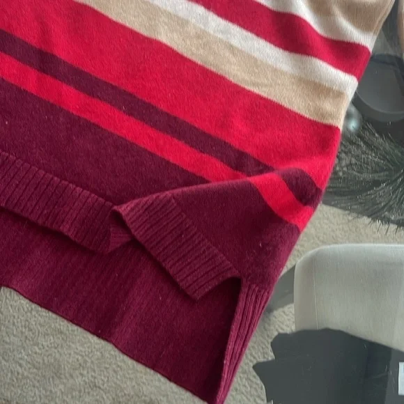 Athleta 100% cashmere lodge sweater chianti striped pullover cozy warm size XXS - Picture 9 of 9